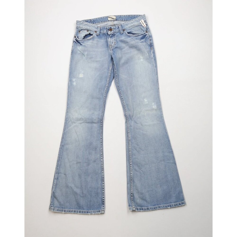 New Buckle BKE Womens 29 x 31 1/2 Star Thick Stitch Flared Bell Bottoms Jeans
